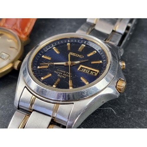 369 - A vintage MuDu 'Doublematic' gold plated automatic wristwatch, 34mm; together with similar examples ... 