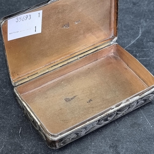 36A - A 19th century Russian niello snuff box, stamped 84, Moscow 1838?, 8.5cm wide.