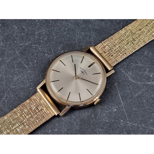 373 - A vintage Rotary 9ct gold manual wind wristwatch, 33mm, on 9ct gold bracelet.