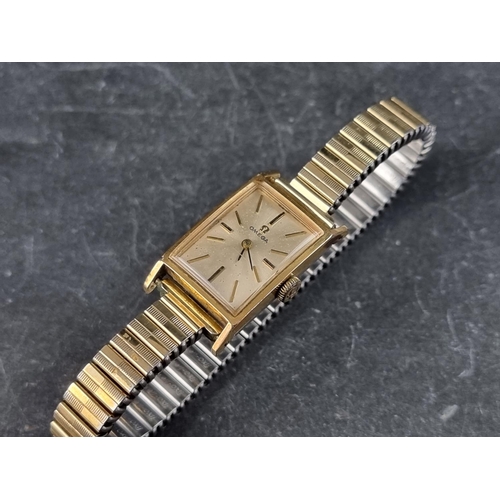 377 - A 1960s Omega 'De Ville Tank' gold plated manual wind ladies wristwatch, 15mm x 20mm, Ref. 511.163, ... 