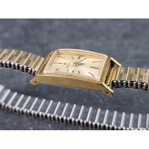 377 - A 1960s Omega 'De Ville Tank' gold plated manual wind ladies wristwatch, 15mm x 20mm, Ref. 511.163, ... 