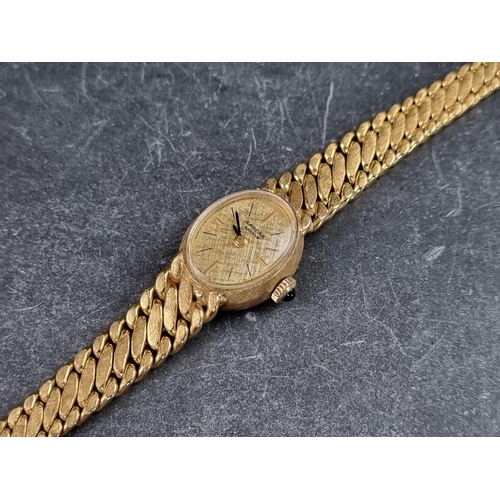 379 - A vintage Sarcar 18ct gold manual wind ladies wristwatch, 15mm x 19mm, import mark London 1975, boxe... 