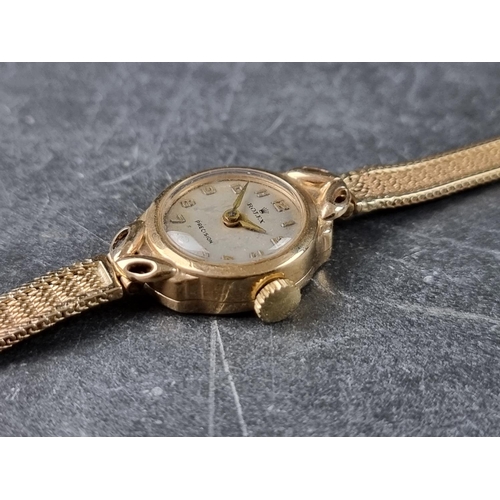 381 - A circa 1958 Rolex 9ct gold manual wind ladies wristwatch, 17mm, Chester 1958, on 9ct gold bracelet.... 