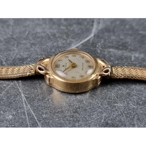 381 - A circa 1958 Rolex 9ct gold manual wind ladies wristwatch, 17mm, Chester 1958, on 9ct gold bracelet.... 