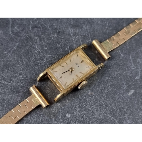 386 - A vintage Astral yellow metal manual wind ladies wristwatch, 13mm, stamped '18k', with 9ct gold... 