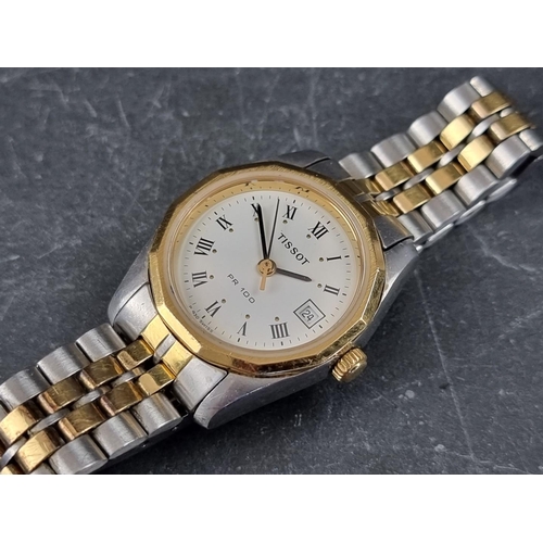 389 - A Tissot 'PR 100' stainless steel two tone quartz ladies wristwatch, 25mm, Ref. P330/430, on origina... 