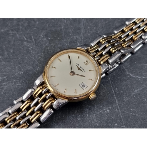 390 - A Longines 'Les Grande Classiques' stainless steel two tone quartz ladies wristwatch, 24mm, Ref. L5.... 