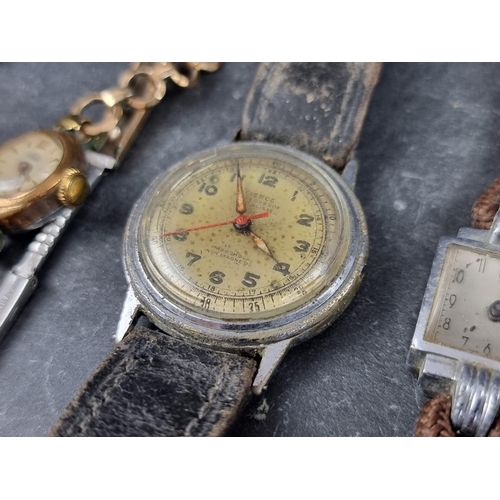 394 - A WWII era Pierce stainless steel manual wind wristwatch, 32mm, Ref. 31179, together with a small gr... 