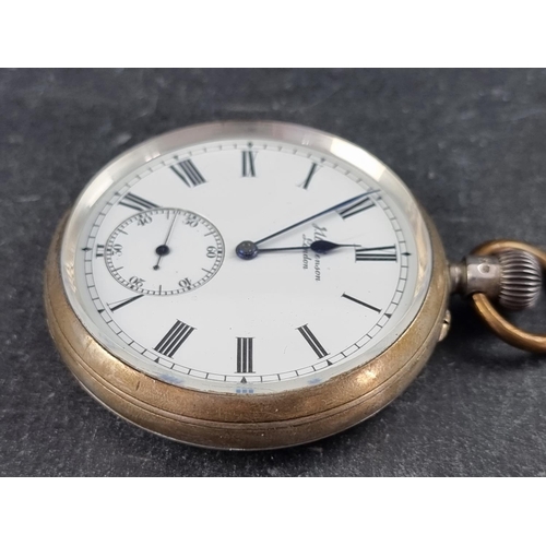 400 - A J W Benson silver open faced pocket watch, 54mm, London 1912, cased.