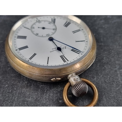 400 - A J W Benson silver open faced pocket watch, 54mm, London 1912, cased.