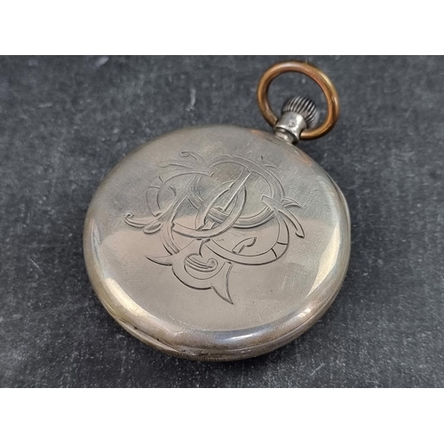 400 - A J W Benson silver open faced pocket watch, 54mm, London 1912, cased.