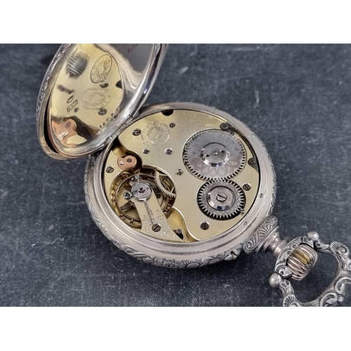 402 - A Swiss white metal stem wind open faced Non Magnetic 'Germinal' pocket watch, by Picard & Fils,... 