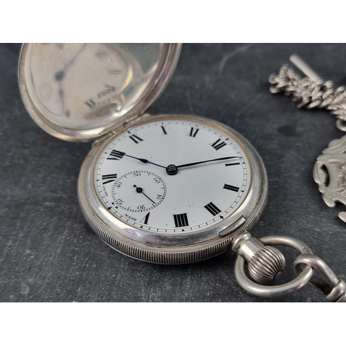 403 - A silver stem wind hunter pocket watch, 51mm, with unsigned Swiss movement, Birmingham 1920; togethe... 