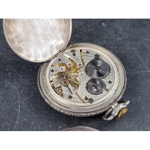 408 - A Swiss white metal open faced stem wind pocket watch, by Lanco (Langendorf Watch Co), stamped 0.800... 