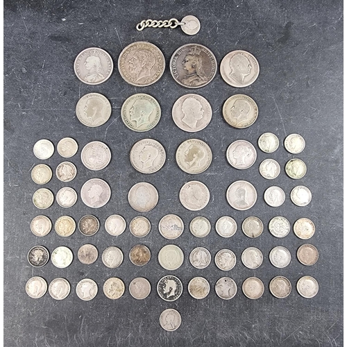 424 - Coins: a quantity of UK silver and part silver coinage, William IV to George VI to include an 1838 s... 