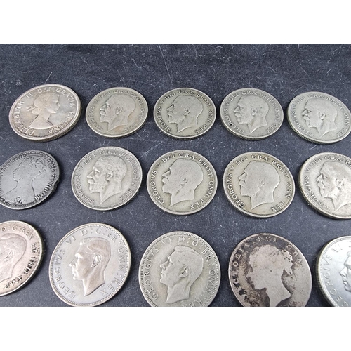 440 - Coins: a small quantity of UK, India and other silver and part silver coinage, mostly George V, to i... 