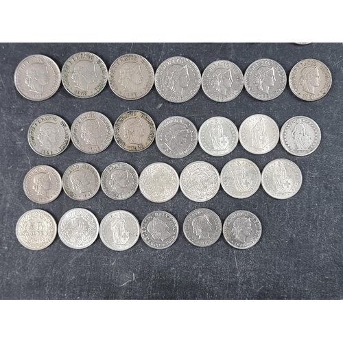 444 - Coins: a small quantity of Swiss 20th century silver coinage, 191g.