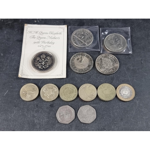 455 - Coins: UK, five various Elizabeth II five pound coins; together with five old style two pound coins;... 