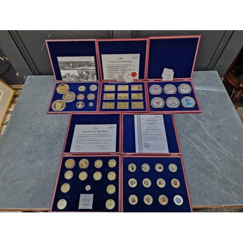 473 - Coins: five Windsor Mint gold plated coin collections, to include: '50 Years of Decimalisation' and ... 