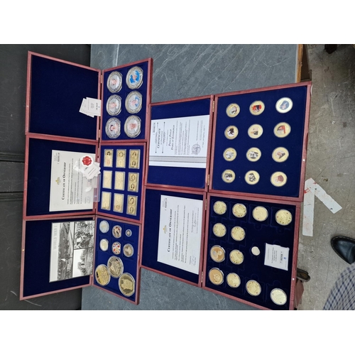 473 - Coins: five Windsor Mint gold plated coin collections, to include: '50 Years of Decimalisation' and ... 