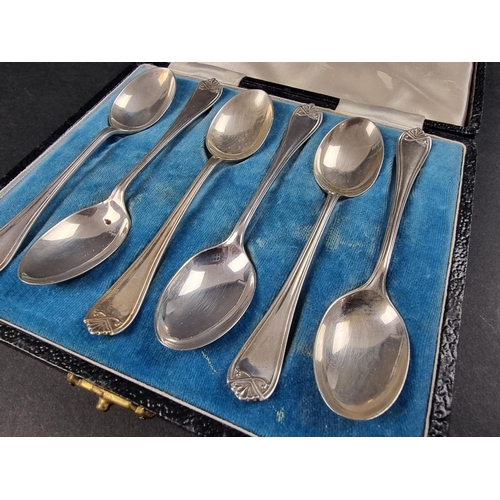 53 - A cased set of six silver coffee spoons, by Cooper Brothers & Sons Ltd, Sheffield 1942, 69g... 