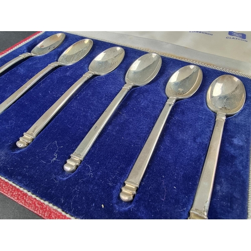 54 - A cased set of six 'British Hall Marks' silver teaspoons, by Mappin & webb, 1958, 74g.... 