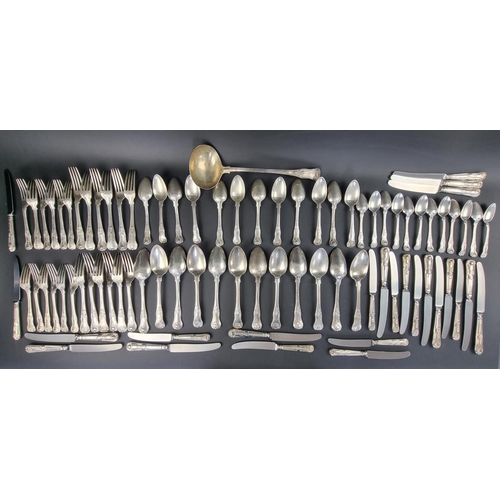 56 - A George IV silver canteen of Kings Honeysuckle with Union Shell pattern cutlery for twelve, to incl... 