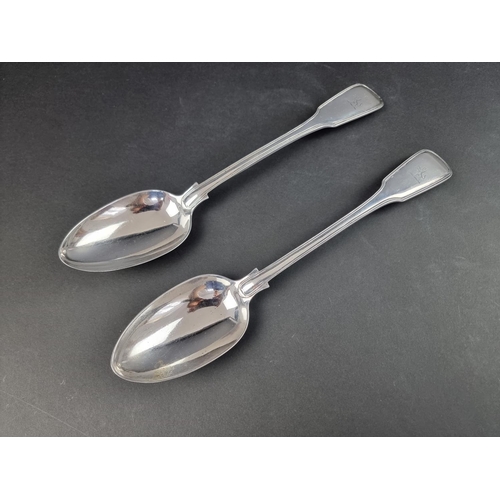 65 - A pair of Victorian silver fiddle and thread serving spoons, by Samuel Hayne & Dudley Cater, Lon... 