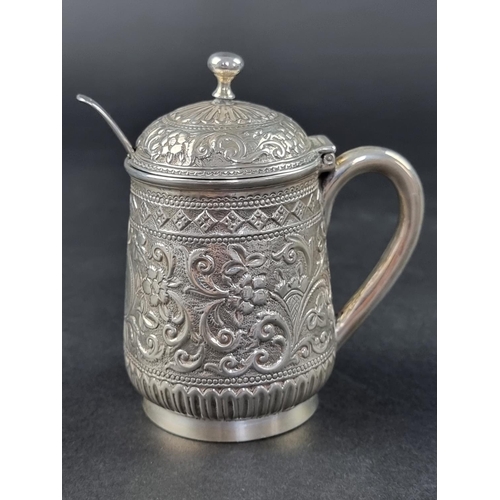 9 - A Victorian silver mustard pot, by Henry Wilkinson & Co, London 1879, 10cm high; together with a... 