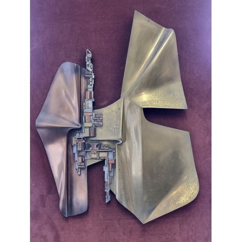 1632 - Giovanni Schoeman, untitled, metal sculpture, signed, 57.5 x 44cm, mounted.