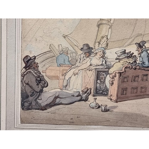 1192 - Thomas Rowlandson (1756-1827), Aboard The Dolphin Packet, Capt. Flynn, watercolour, 19 x 28cm.... 