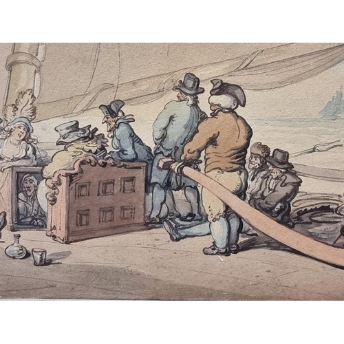 1192 - Thomas Rowlandson (1756-1827), Aboard The Dolphin Packet, Capt. Flynn, watercolour, 19 x 28cm.... 