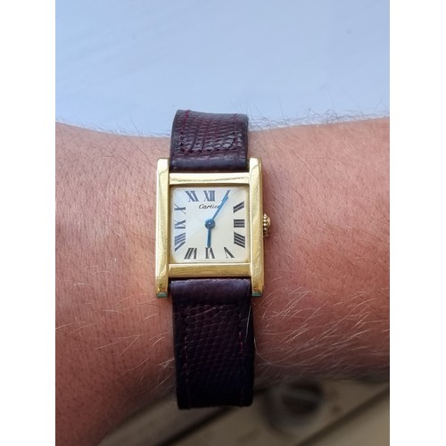 344 - A rare 1960s/70s Cartier 'Tank Normale' 18ct gold manual wind wristwatch, 23mm case, 31mm lug to lug... 