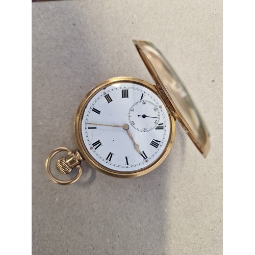 396 - An 18ct gold open faced stem wind pocket watch, 50mm, having Swiss movement, the case by A.L.D, Birm... 