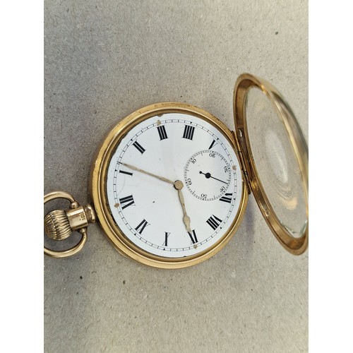 396 - An 18ct gold open faced stem wind pocket watch, 50mm, having Swiss movement, the case by A.L.D, Birm... 