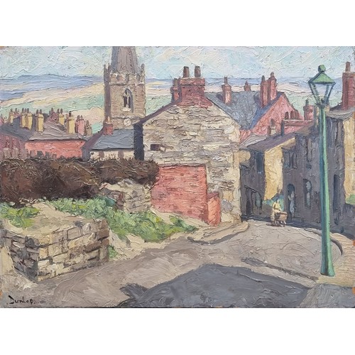 1233 - Ronald Ossory Dunlop, a West Country village, signed, oil on board, 45.5 x 61cm, unframed.... 