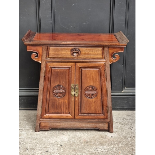 1010 - A Chinese hardwood altar cabinet, 73cm high x 74cm wide.