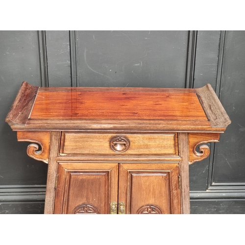 1010 - A Chinese hardwood altar cabinet, 73cm high x 74cm wide.