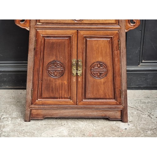 1010 - A Chinese hardwood altar cabinet, 73cm high x 74cm wide.