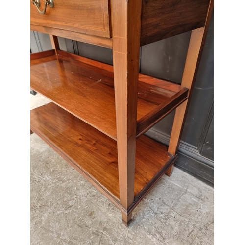 1011 - An Edwardian mahogany, line inlaid and satinwood crossbanded buffet, 122cm wide.... 