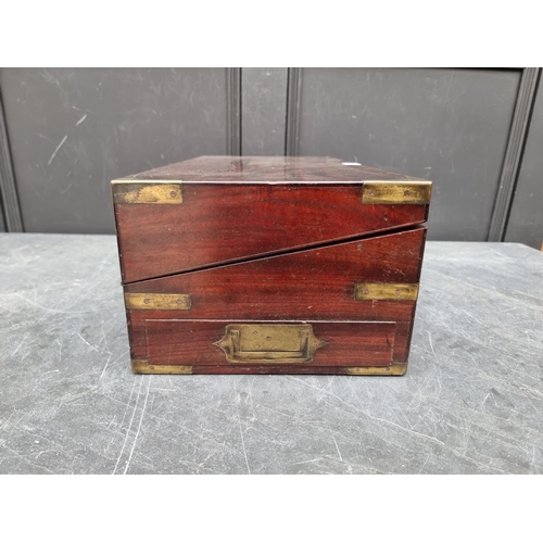 1012 - A 19th century mahogany and brass bound writing slope, bearing brass plaque inscribed 'R Upton', 50.... 