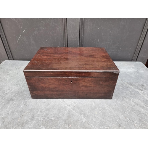 1013 - A 19th century stained hardwood casket, enclosing a fitted removable tray, 43.5cm wide.... 