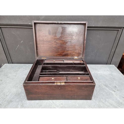 1013 - A 19th century stained hardwood casket, enclosing a fitted removable tray, 43.5cm wide.... 