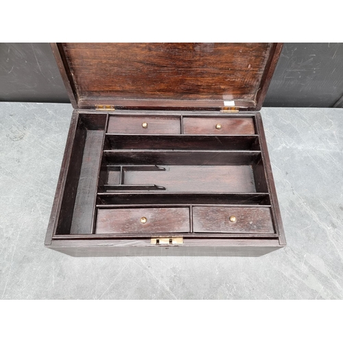 1013 - A 19th century stained hardwood casket, enclosing a fitted removable tray, 43.5cm wide.... 