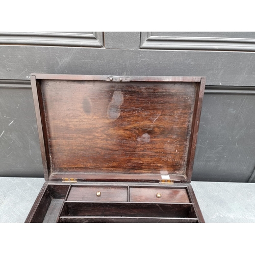 1013 - A 19th century stained hardwood casket, enclosing a fitted removable tray, 43.5cm wide.... 