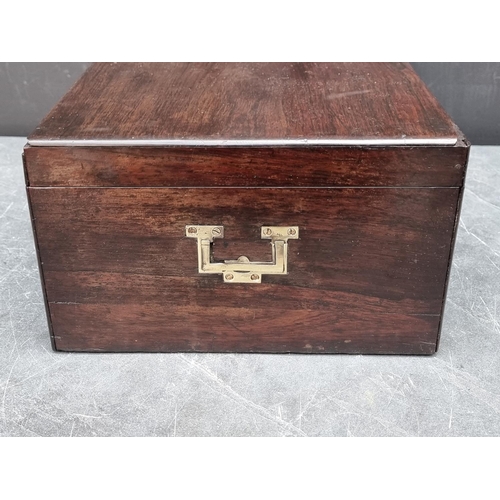 1013 - A 19th century stained hardwood casket, enclosing a fitted removable tray, 43.5cm wide.... 