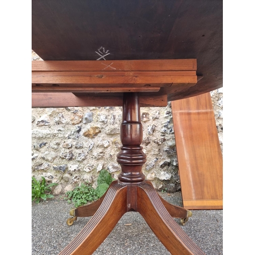 1014 - A 19th century mahogany, satinwood crossbanded and line inlaid twin pedestal dining table, stam... 