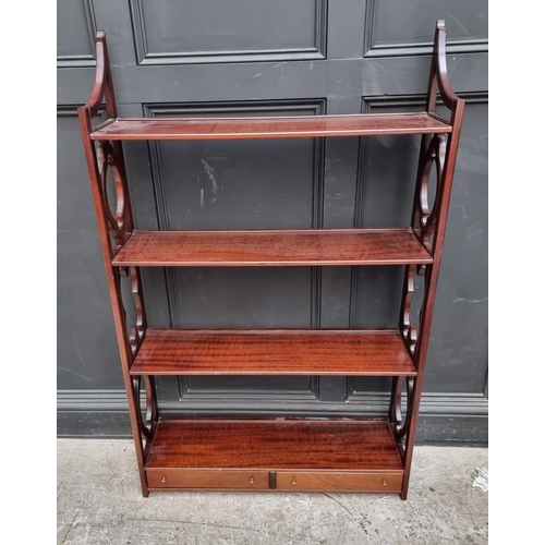 1015 - A reproduction mahogany hanging open bookcase, by Laura Ashley, 137cm high x 85cm wide.... 