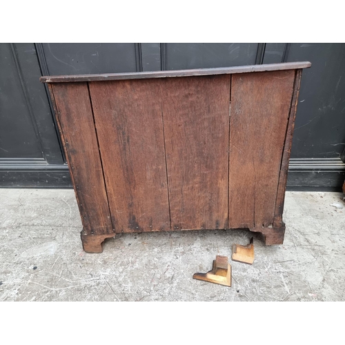 1020 - An unusual George III mahogany, burr yew, line inlaid and brass strung chest of drawers, incorp... 