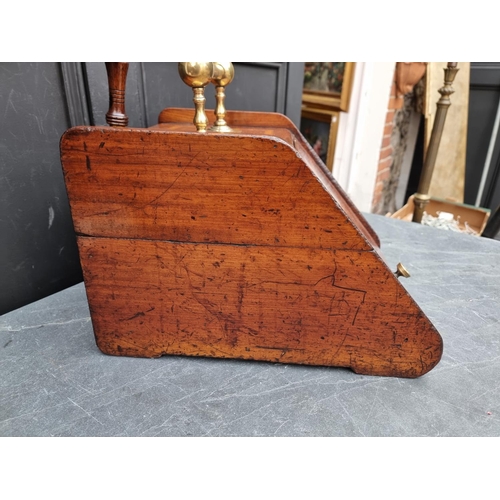 1028 - A late Victorian mahogany, satinwood banded and line inlaid purdonium, 32cm wide, with brass shovel.... 